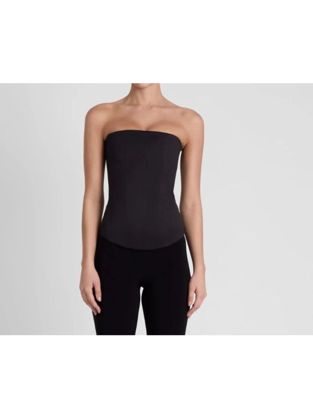 LEAU Black Sphynx Satin Corset Top Boning Strapless Shaping Rounded Hem XXL - Picture 14 of 14